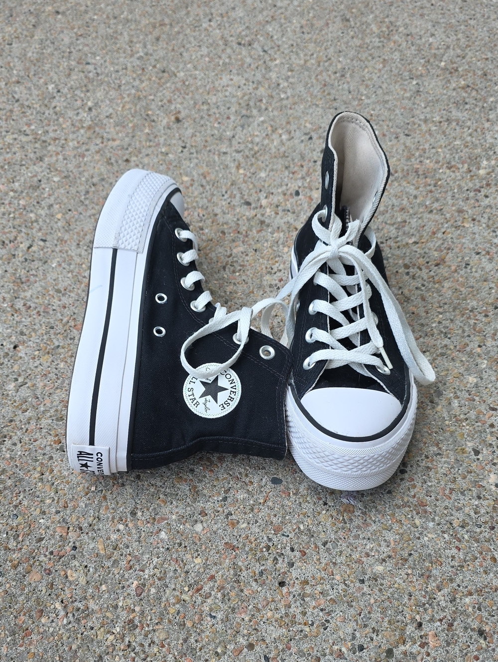 Converse Chuck Taylor All Star Black Canvas Lift Platform High Tops Size 6